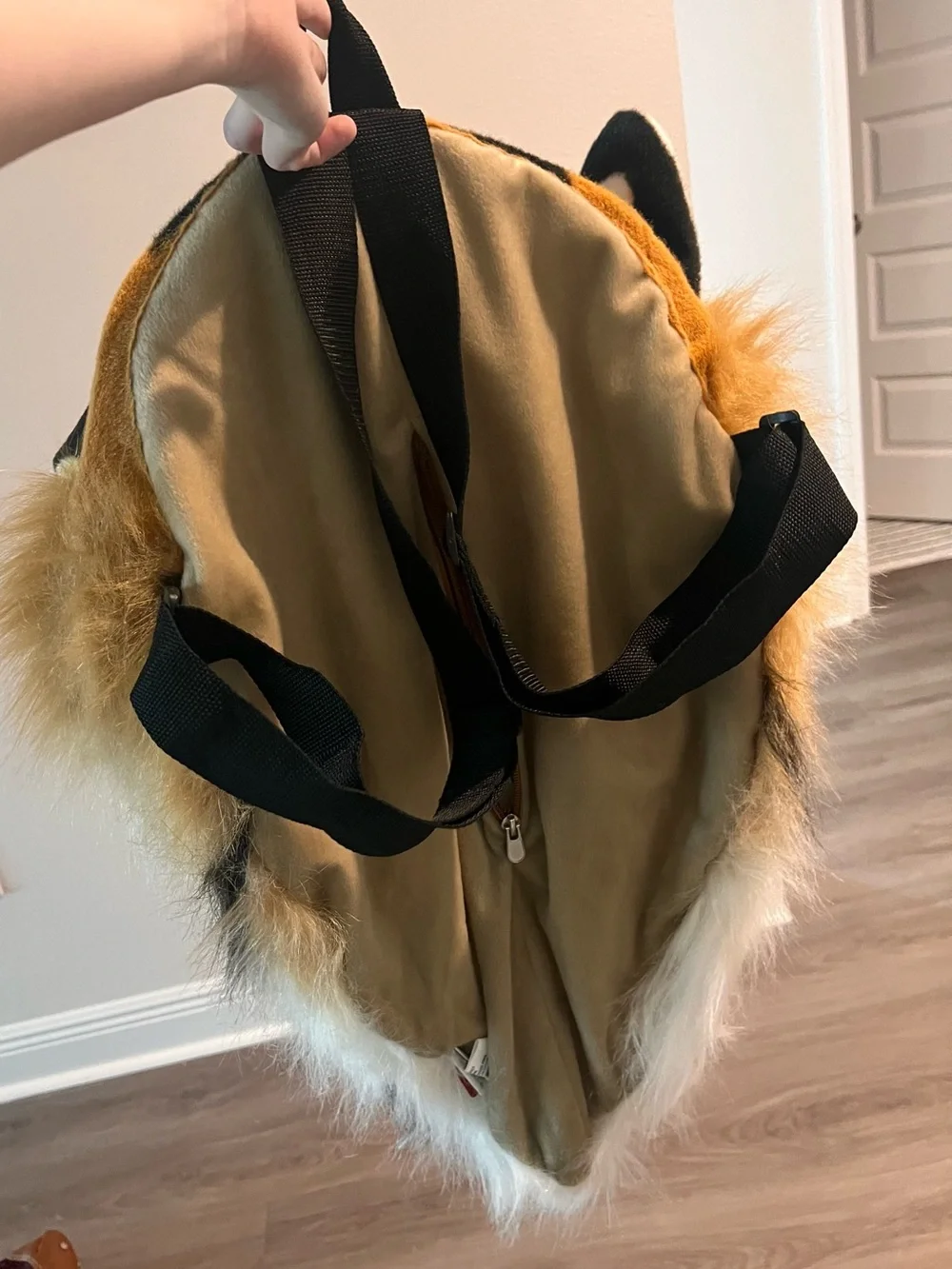 Adventure Planet Tiger Head Backpack - Tan and Black
